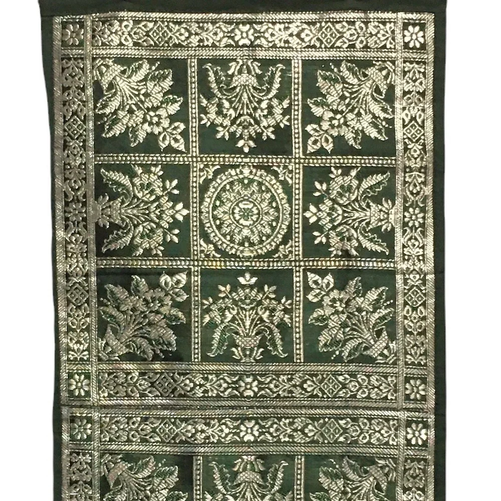 Tapestry Wall Hanging Brocade Green Tan Silky metallic embroidery …